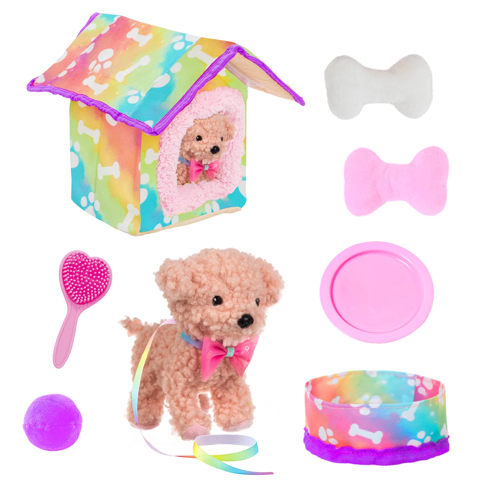 DOTVOSY toy puppy with leash to encourage interactive play.