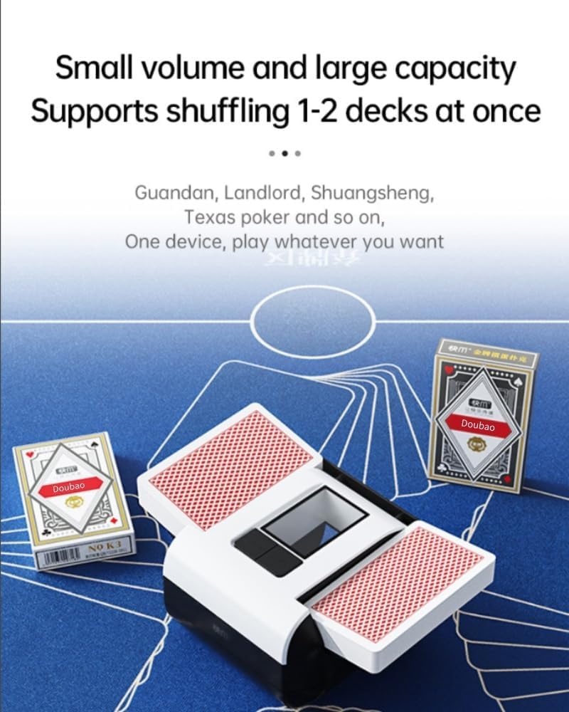 Doubao Card Shuffler USB-C charging keeps power ready.
