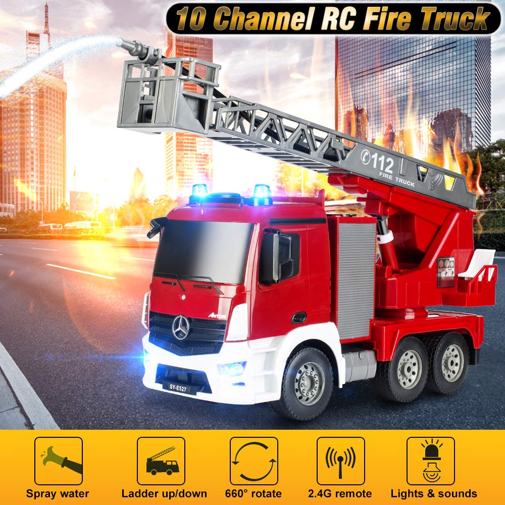 DOUBLE E Benz licensed fire truck packaging photo highlights thoughtful gift-ready presentation.