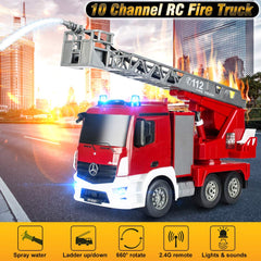 DOUBLE E Benz licensed fire truck packaging photo highlights thoughtful gift-ready presentation.