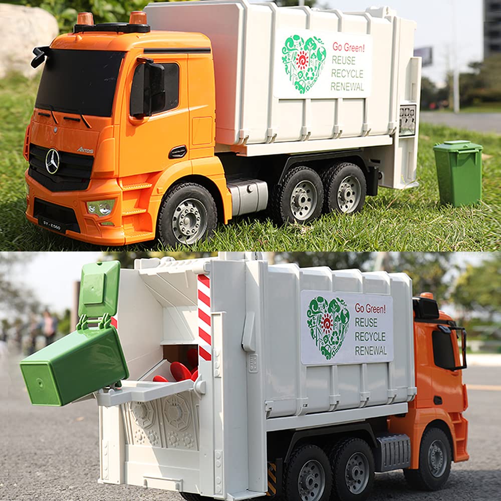 DOUBLE E Benz RC garbage truck with 8-channel control for multi-vehicle play