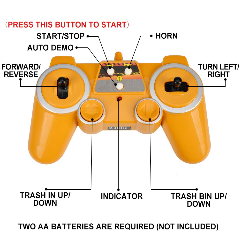 DOUBLE E Benz RC garbage truck connected with other DOUBLE E toys for group storytelling