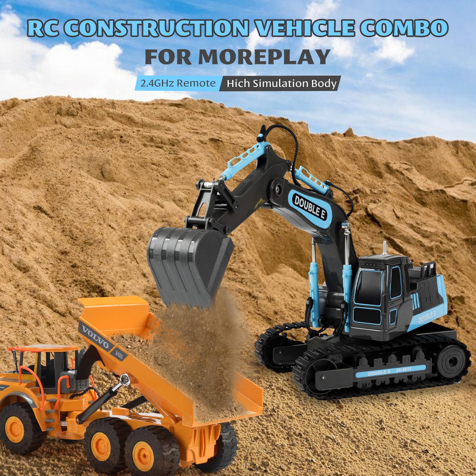 DOUBLE E excavator 350-degree rotation for realistic operation