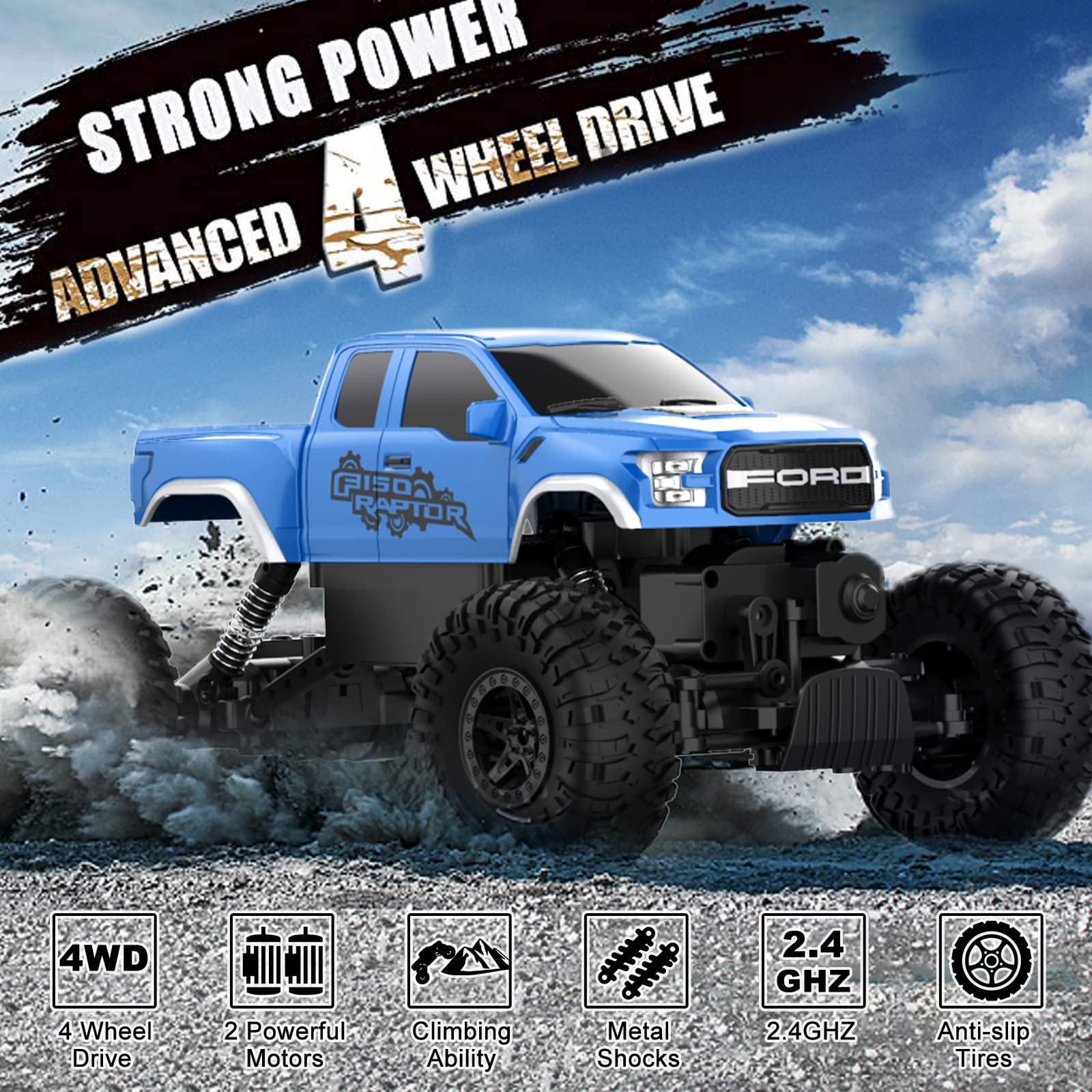 DOUBLE E Ford Raptor RC cockpit interior detail for realistic driving feel