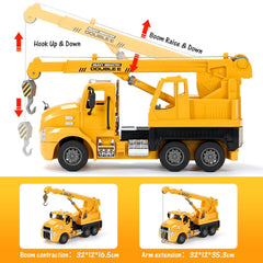 DOUBLE E Mack RC crane truck 360-degree rotation feature supports dynamic play.
