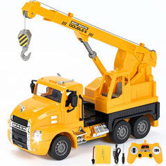 DOUBLE E Mack RC crane truck front view shows the realistic cab for imaginative play.