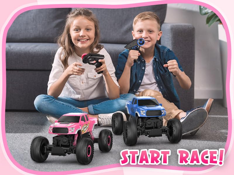 DOUBLE E Raptor F150 RC car in action on grass for outdoor fun.