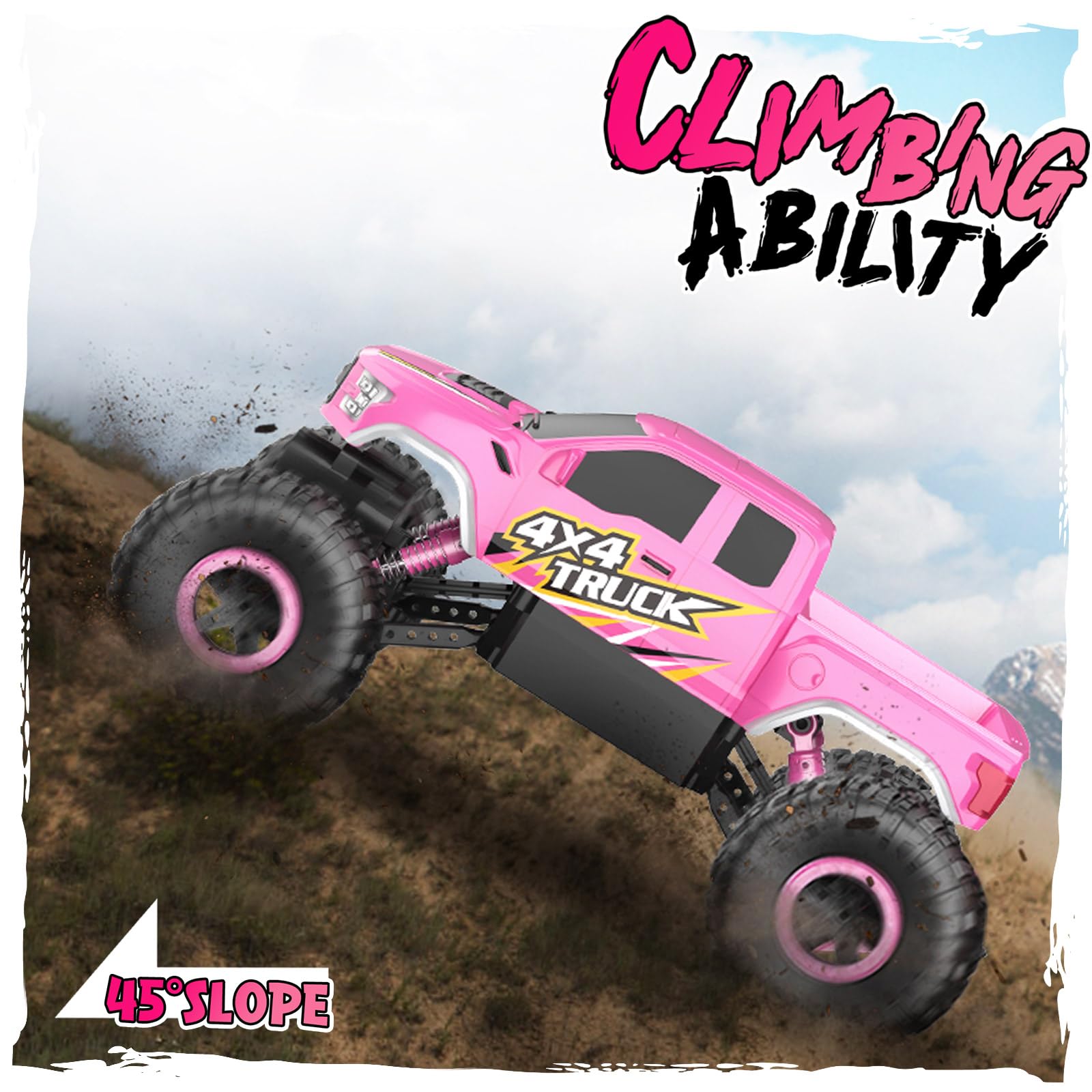 DOUBLE E Raptor F150 RC car rear view highlights durable bumper for bumps.