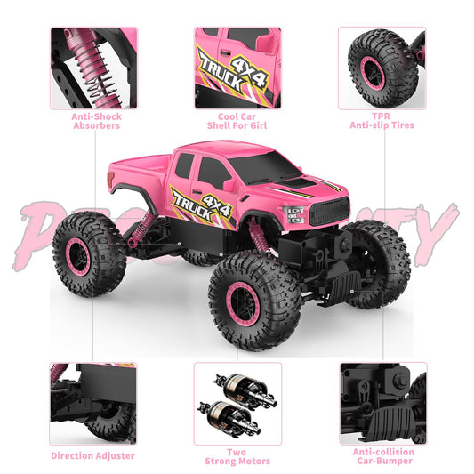 DOUBLE E Raptor F150 RC car side view shows rugged off-road profile for adventures.