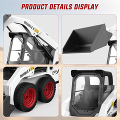 DOUBLE E RC skid steer loader toy digging bucket in action for role play.