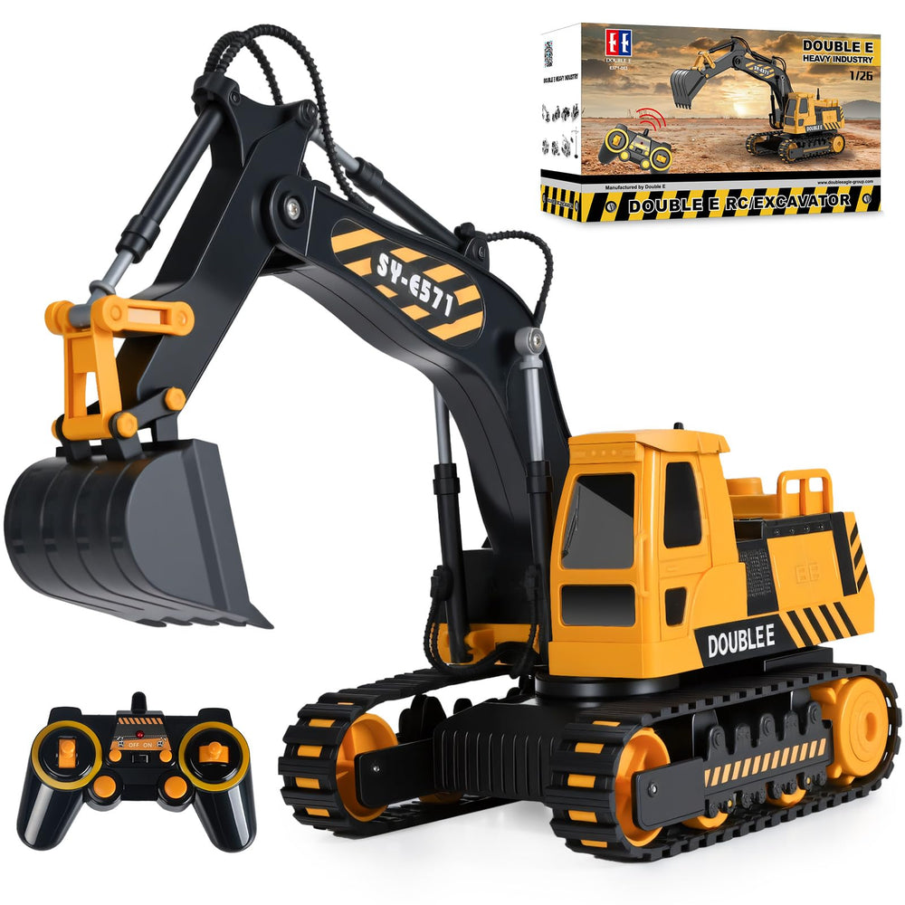 Double E remote control excavator toy with 6 functions for imaginative play