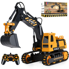Double E remote control excavator toy with 6 functions for imaginative play