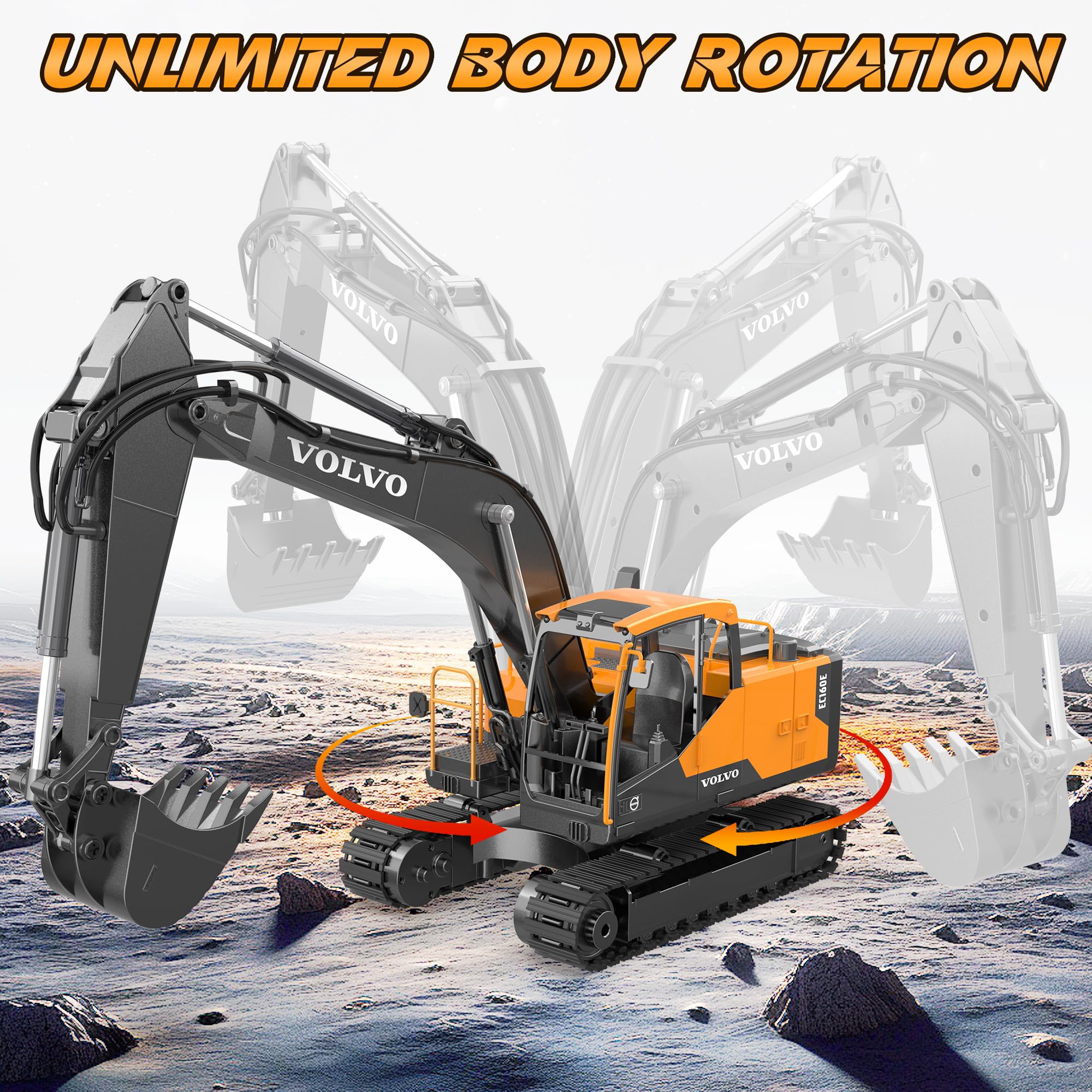DOUBLE E Volvo 1:16 excavator 360° rotation for immersive operation