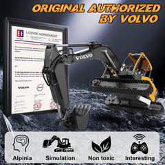 DOUBLE E Volvo 1:16 excavator arm digging action and durability