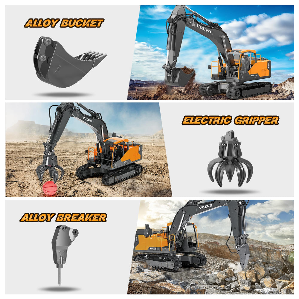 DOUBLE E Volvo 1:16 excavator cab rotation demonstration for precise control