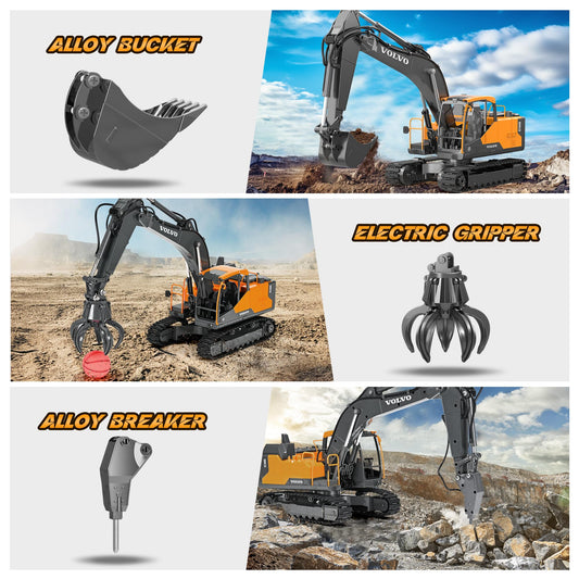 DOUBLE E Volvo 1:16 excavator cab rotation demonstration for precise control