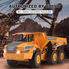 DOUBLE E Volvo RC dump truck articulated chassis enables smooth pretend construction