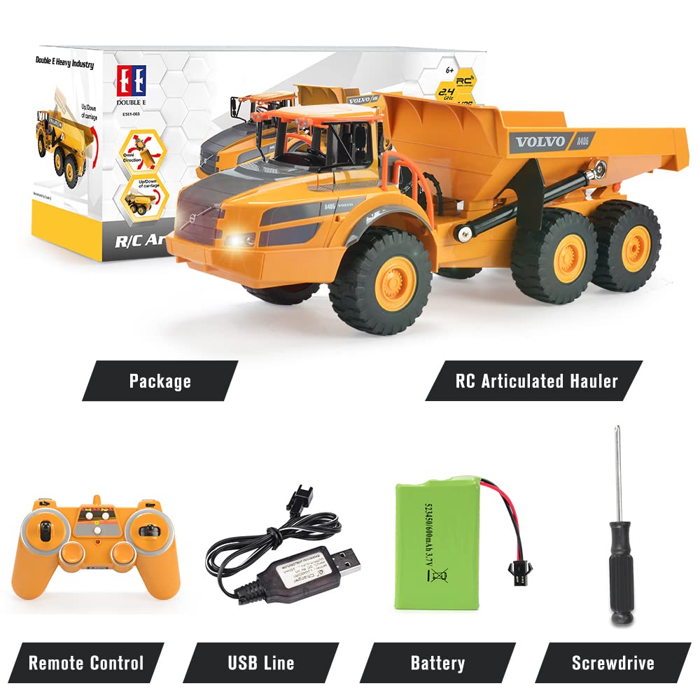 DOUBLE E Volvo RC dump truck birthday gift idea for young builders