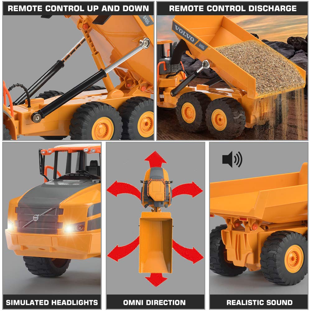 DOUBLE E Volvo RC dump truck durability supports rough play and long-lasting fun