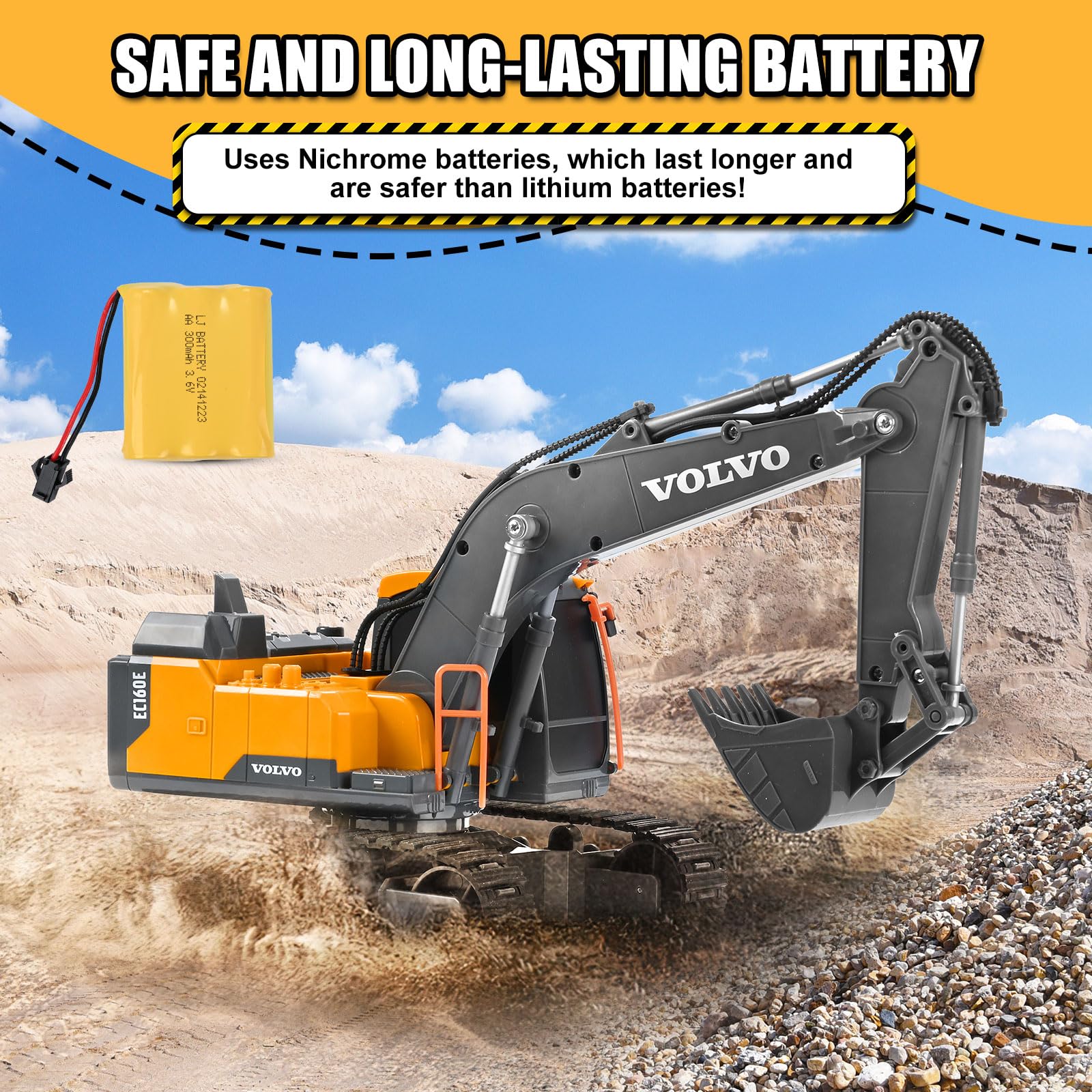 Double E Volvo RC excavator 2.4GHz remote supports group play and reliable control