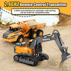Double E Volvo RC excavator omni-directional control enables smooth forward, backward and turning