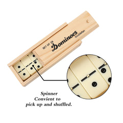 Doublefan portable wooden case for easy travel and storage.