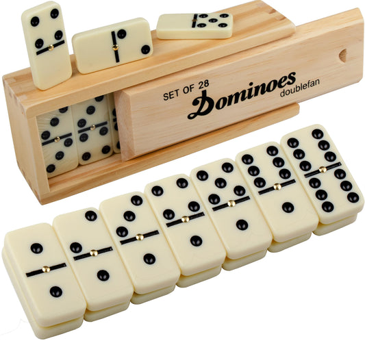 Doublefan dominoes with a unique spinner tile for easier turns.