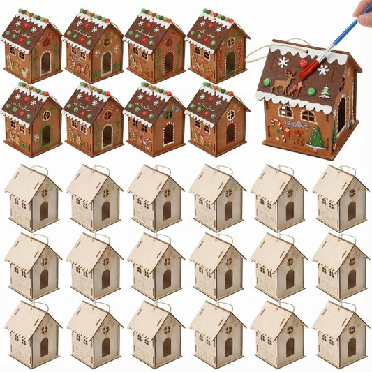 DoubleFill gingerbread house kit with 12 pieces ready for painting and display