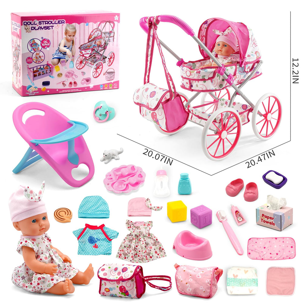 Doublekai 26 doll accessories bag with essentials for pretend care.