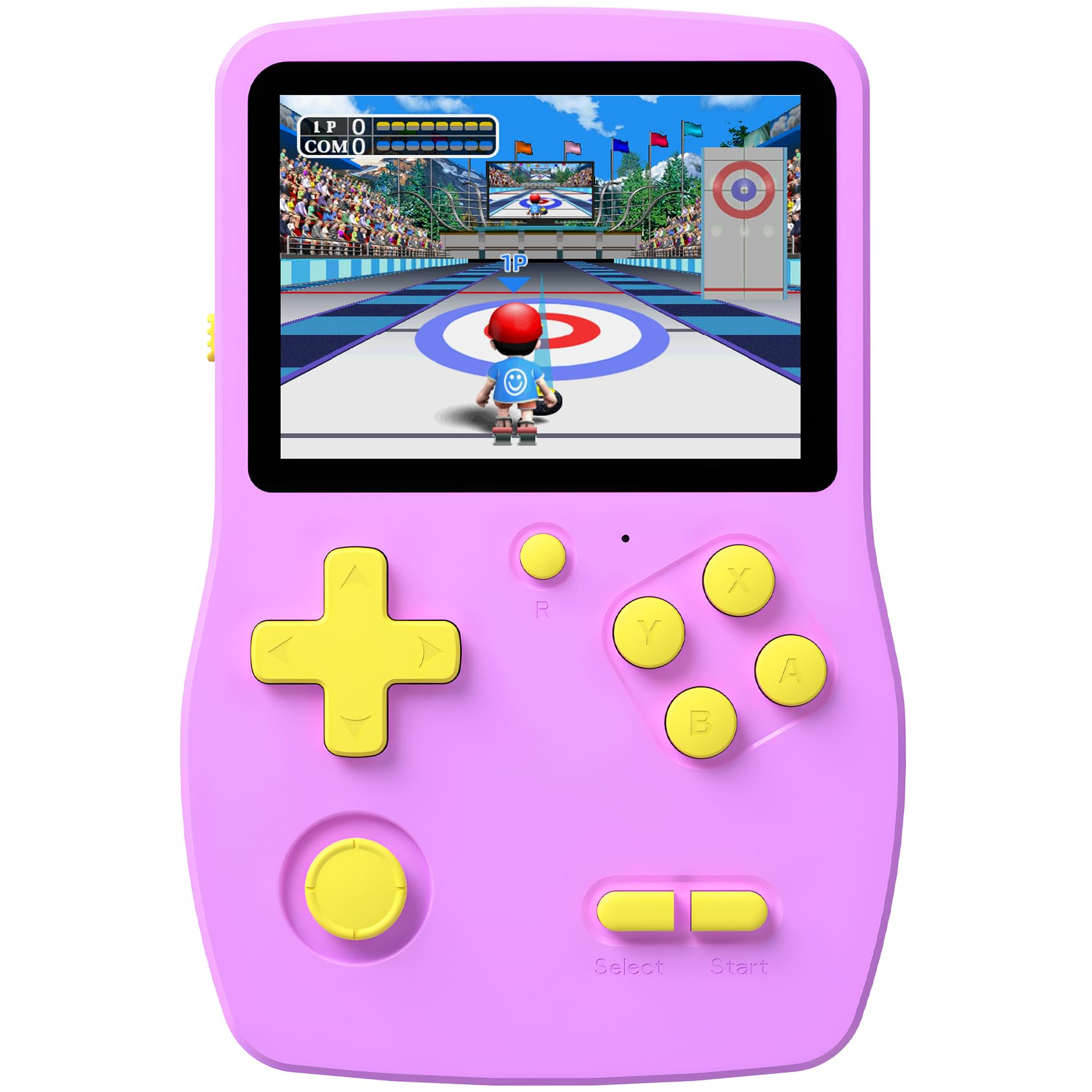 Douddy 32-bit handheld front view showing a compact, kid-friendly design for on-the-go gaming.