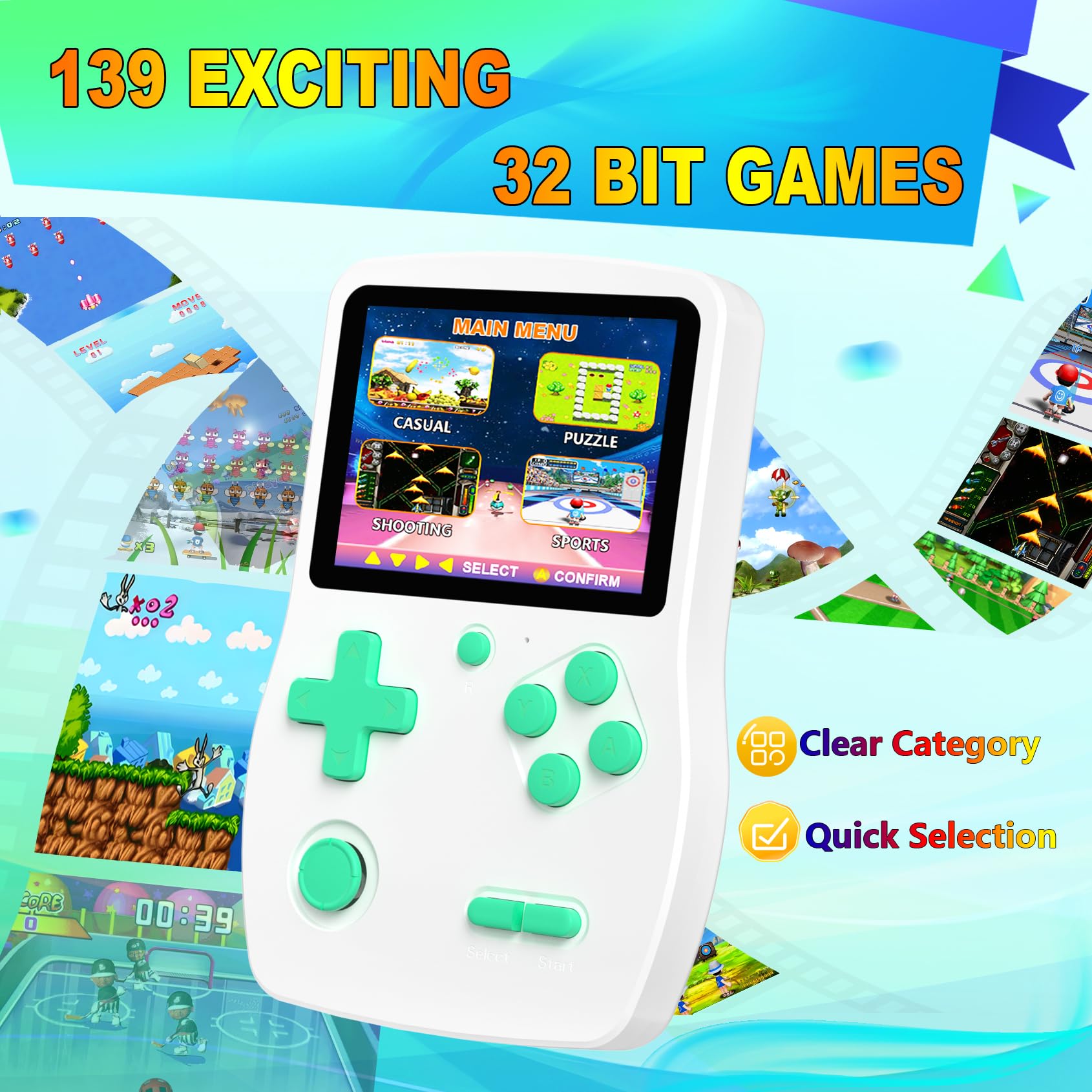 Douddy handheld 3-inch IPS display for vibrant, crisp visuals