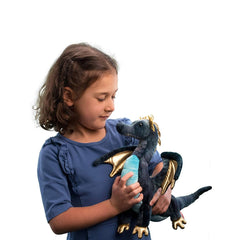 Douglas Aragon navy dragon plush with textured scales for lifelike visual detail.