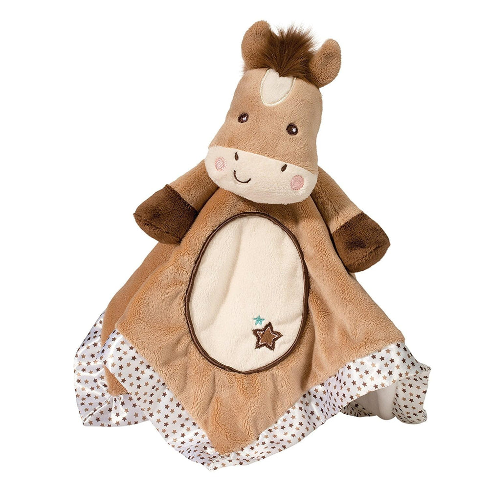Douglas Baby Star Pony Snuggler with plush fur and starry satin border for gentle baby comfort