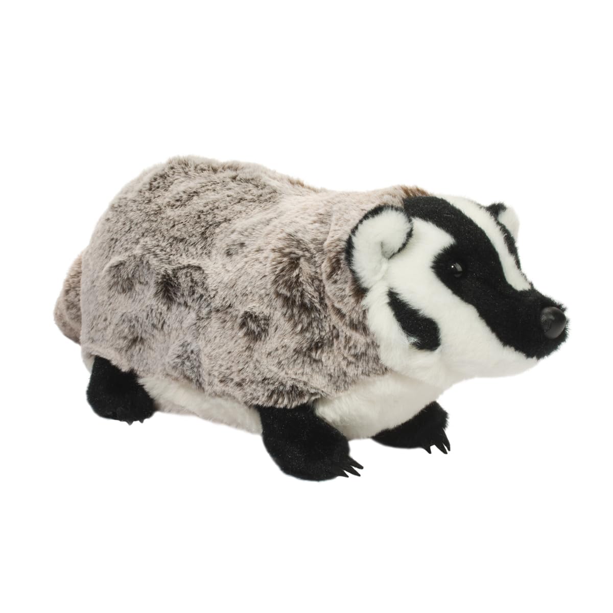 Douglas Barry Badger plush coat texture shows gray and white fur for cozy hugs