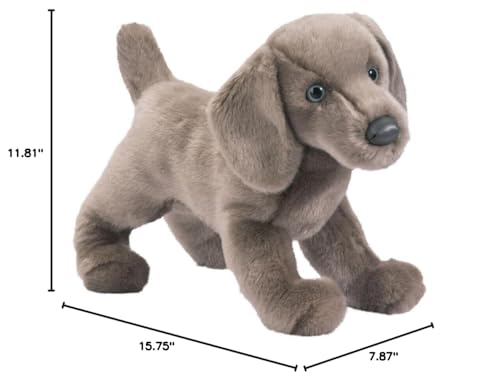Douglas Cassie Weimaraner plush shows blue eyes and brown leatherette nose for lifelike play.