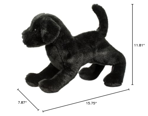Douglas Chester Black Lab plush surface washable for easy cleaning after play.