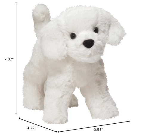 Douglas Dandelion Puff Bichon plush — face closeup, lifelike expression for imaginative pretend-dog adventures.