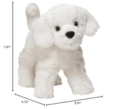 Douglas Dandelion Puff Bichon plush — face closeup, lifelike expression for imaginative pretend-dog adventures.