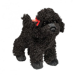 Douglas Gigi black poodle plush with curly fur for lifelike cuddles and portability.