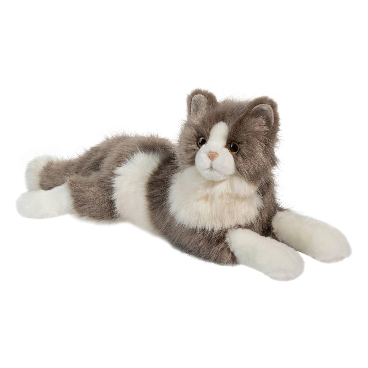 Douglas Gretta DLux Cat plush in laying pose drapes over your lap for cozy cuddles.