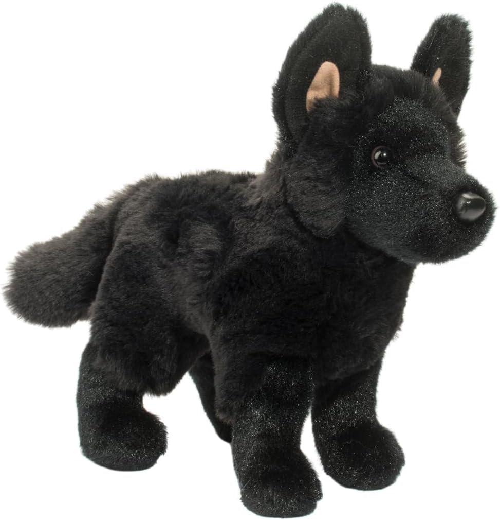 Douglas Harko Black German Shepherd plush with lifelike coat for cozy play
