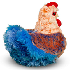 Douglas Henrietta Blue Lace Hen surface-washable for easy cleanup after playtime.