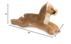 Surface washable care for Douglas Kelso Mountain Lion plush after playtime.