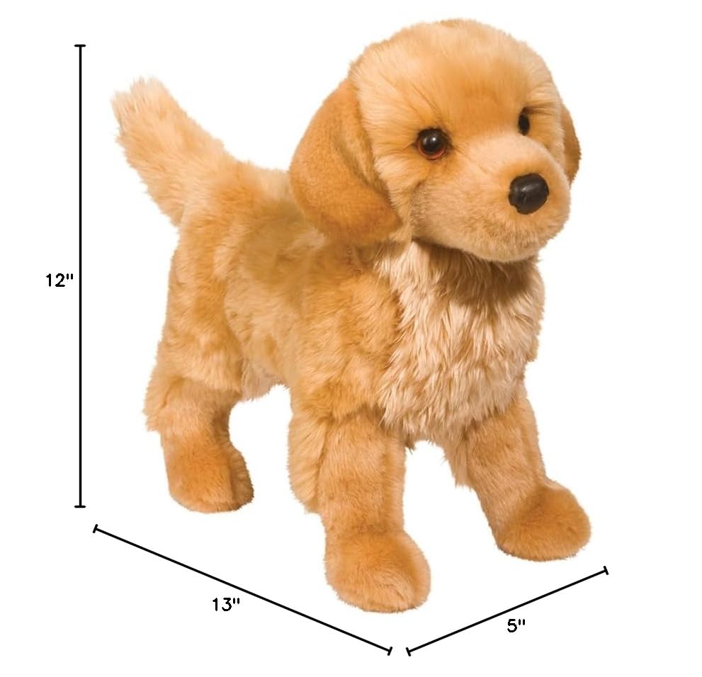 Douglas King Golden Retriever plush, standup pose, lifelike expression fuels imaginative play.