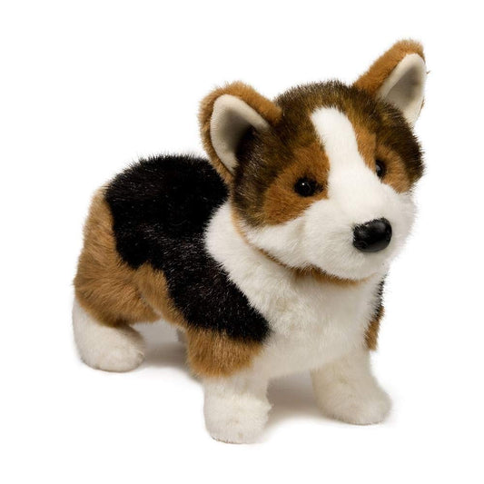 Douglas Kirby tri-colored corgi plush coat detail for cuddle-worthy softness