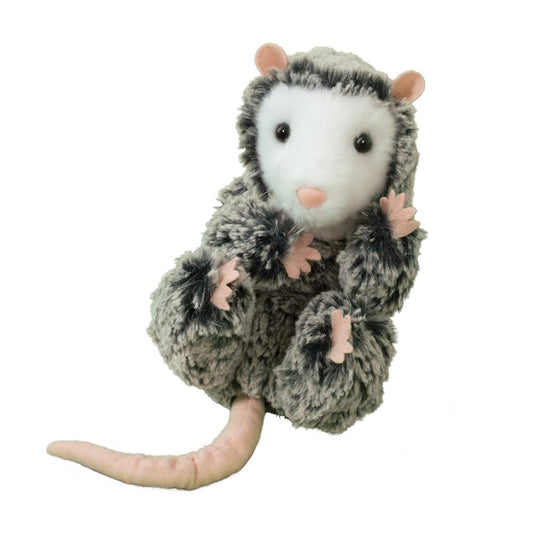 Douglas Lil' Baby Possum plush with soft gray fur and white face for lifelike cuddly moments.
