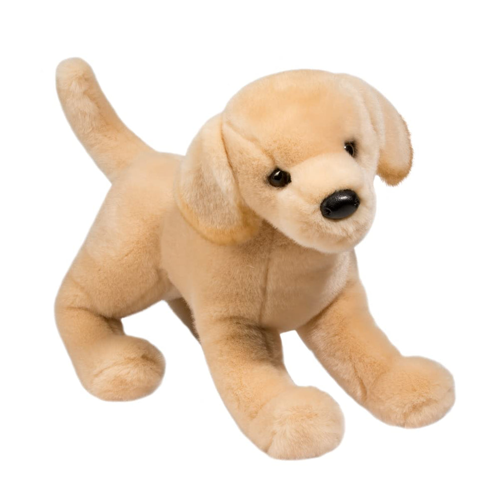 Douglas Mandy Yellow Lab face close-up shows soft fur and lifelike eyes for cuddles.