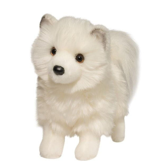 Douglas Phoebe Pomsky plush in standing pose for imaginative play and cuddly companionship.