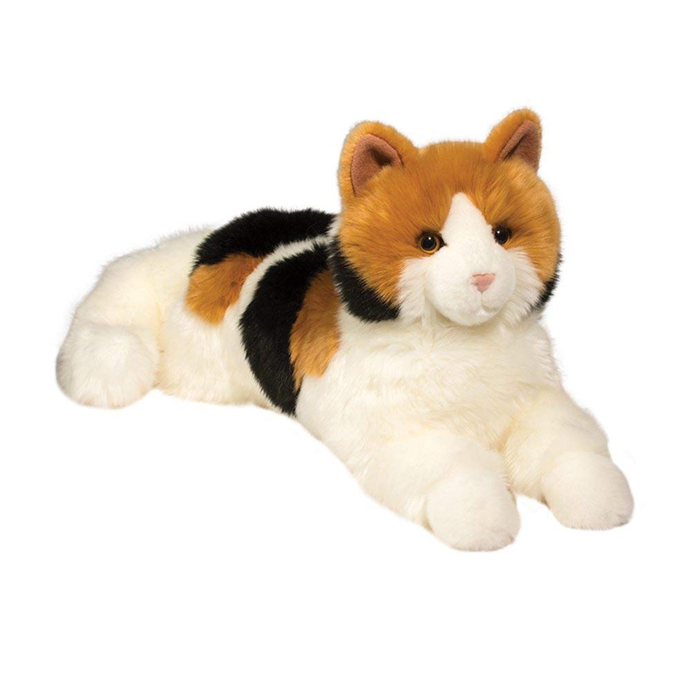 Douglas Puzzle Calico Cat plush, 19-inch long, lifelike calico coat encourages imaginative play