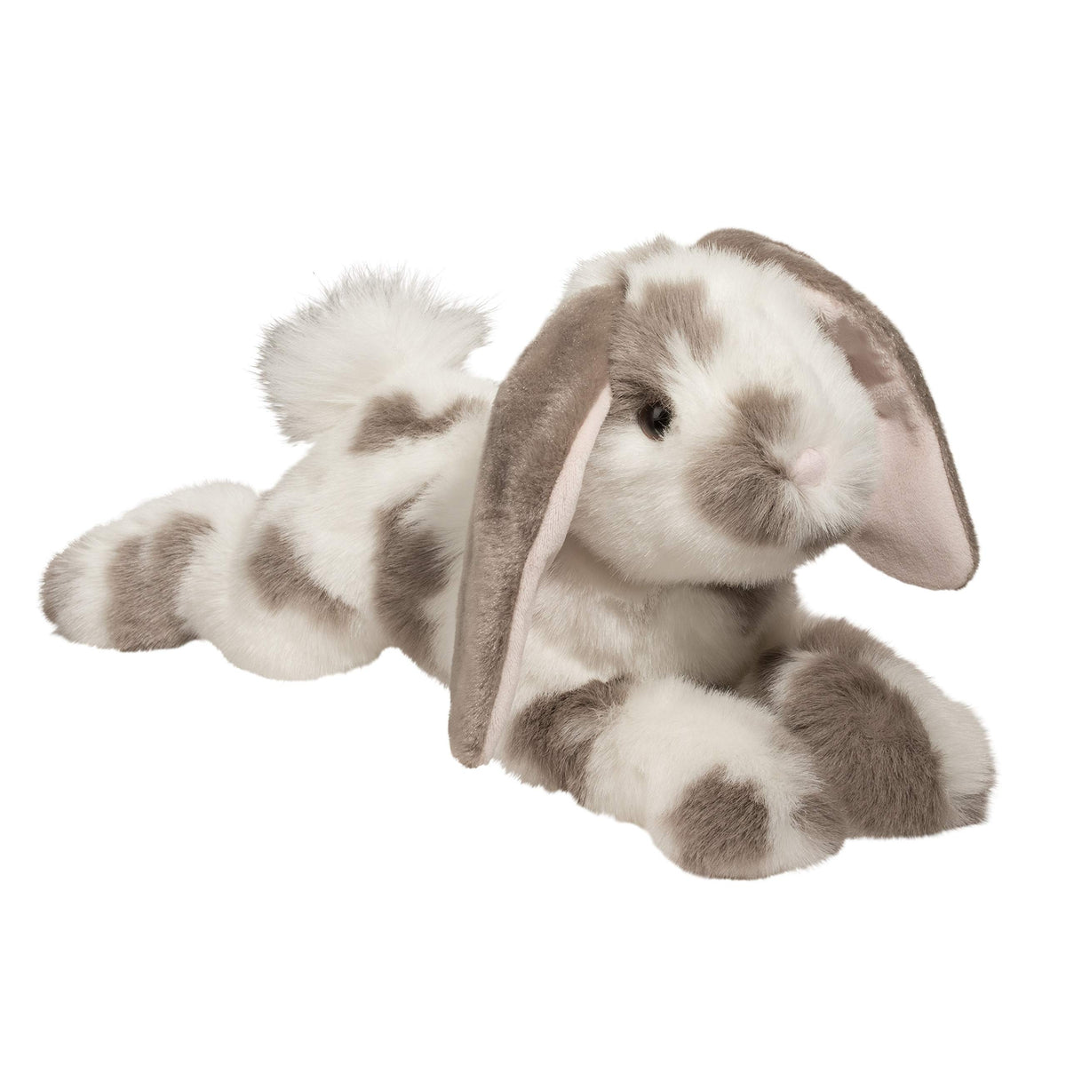 Douglas Ramsey Gray Spotted Bunny plush, 18-inch length, ideal for cuddling and imaginative play